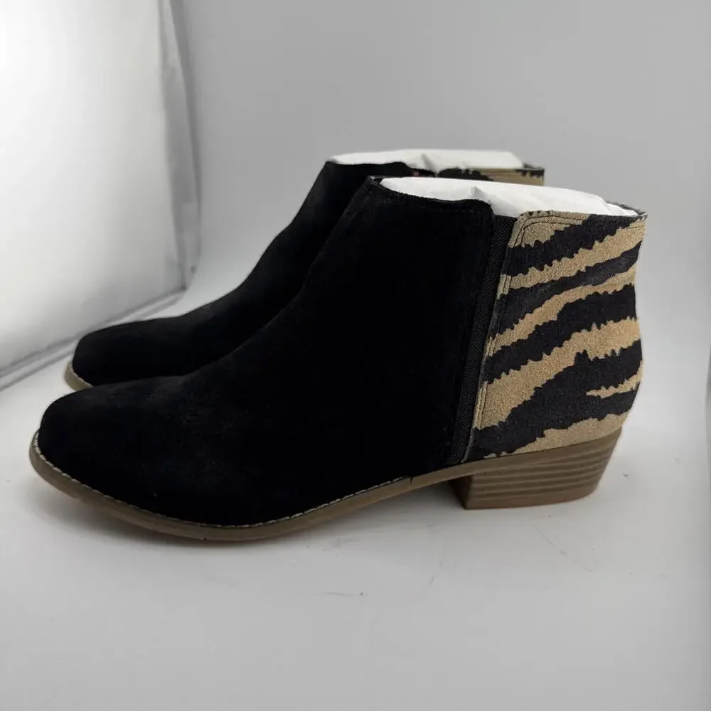 Dolce Vita Women's Size 8.5 Menko Black Suede Zebra Print Zip‎ Booties $179 NIB